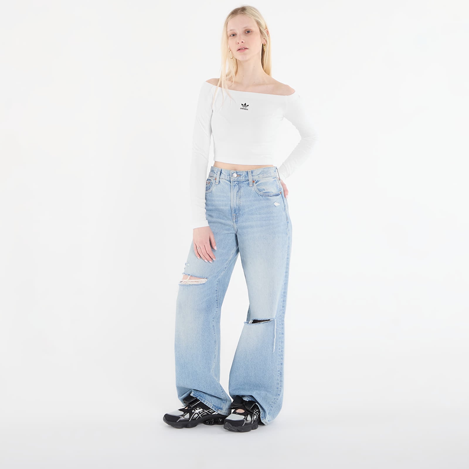   Μπλούζες adidas Ess Rib Ls White