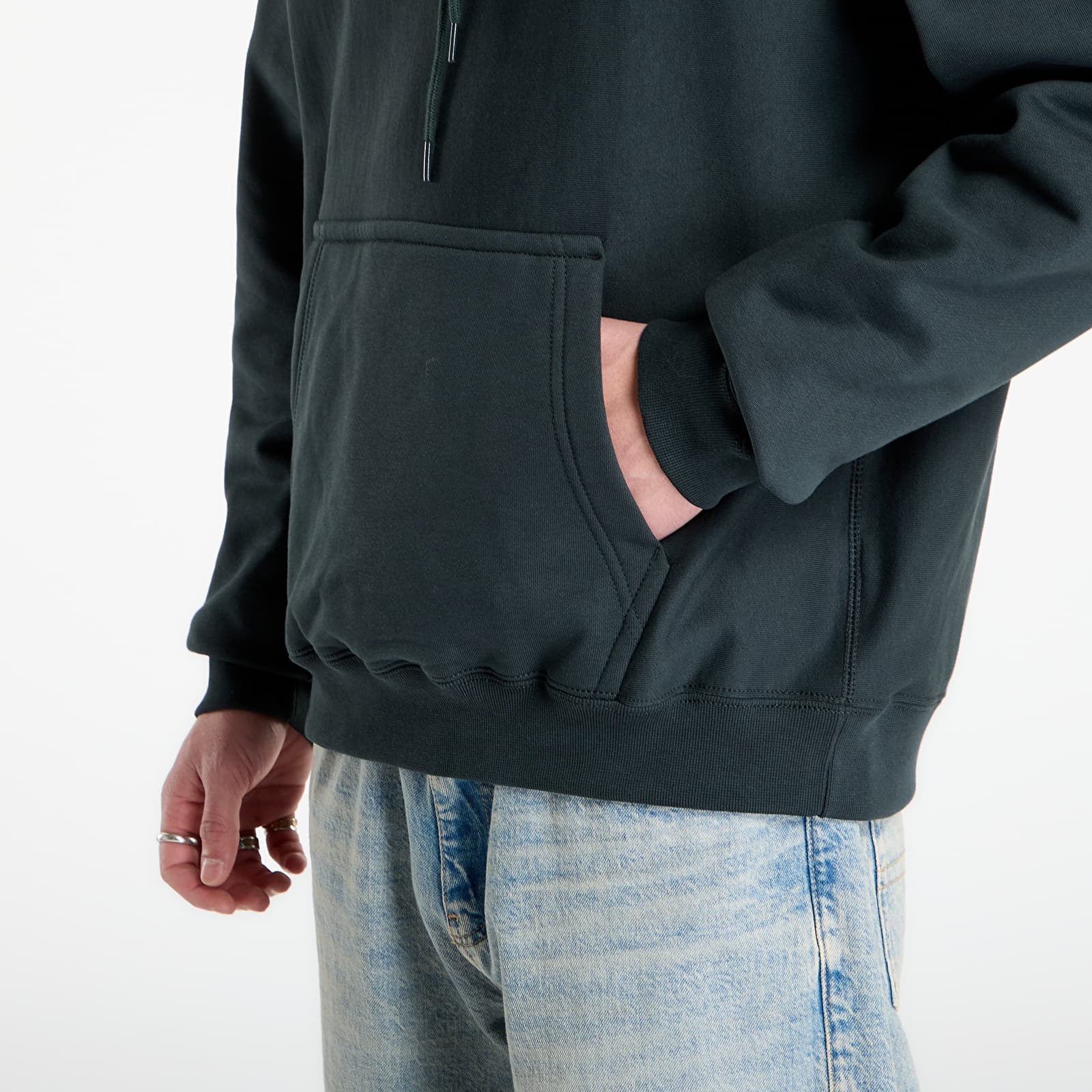 Bluzy Nike Solo Swoosh Men's Fleece Pullover Hoodie Black Spruce/ White