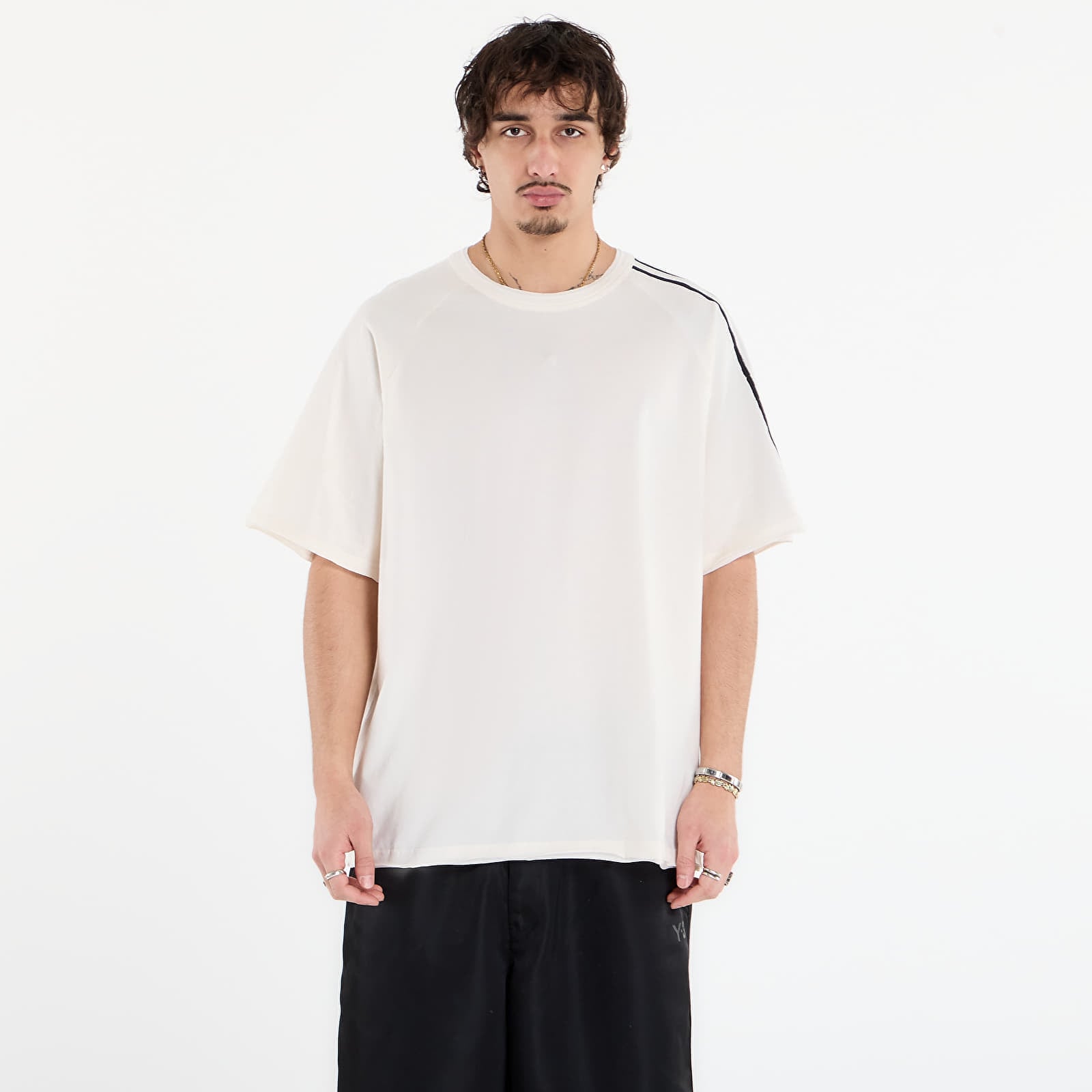 Tricou Y-3 Raw Edge 3 Stripes Short Sleeve T-Shirt Chalk White S