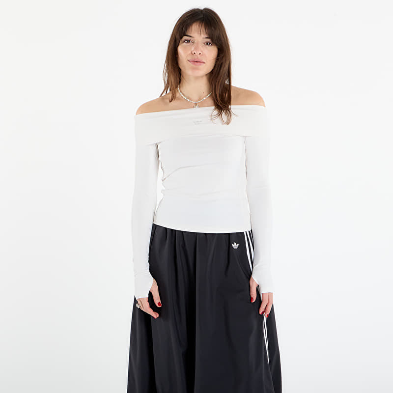 Tričko adidas Off-Shoulder Long Sleeve Long-Sleeve Top Cloud White