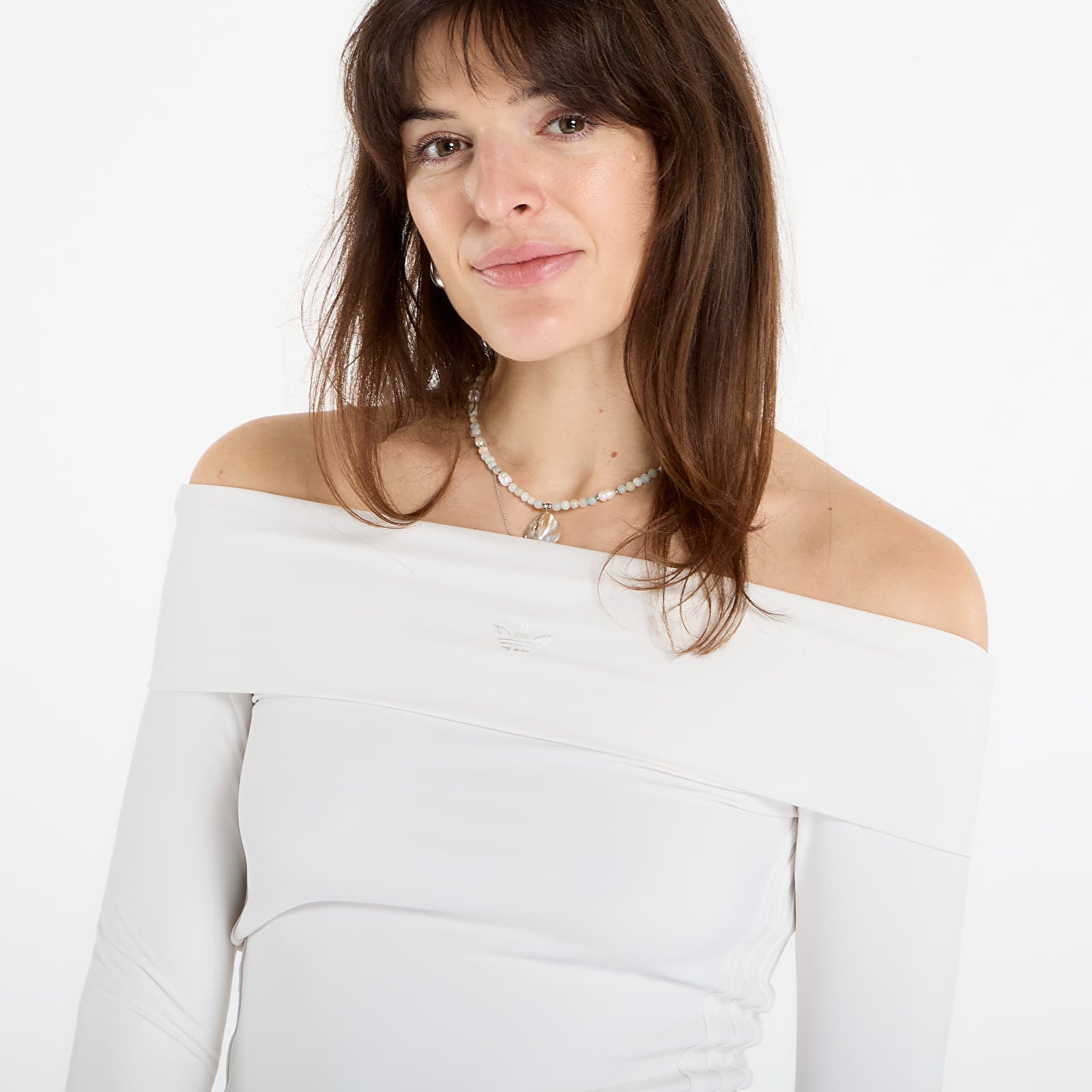 Topi adidas Off-shoulder Long-Sleeve Top Cloud White