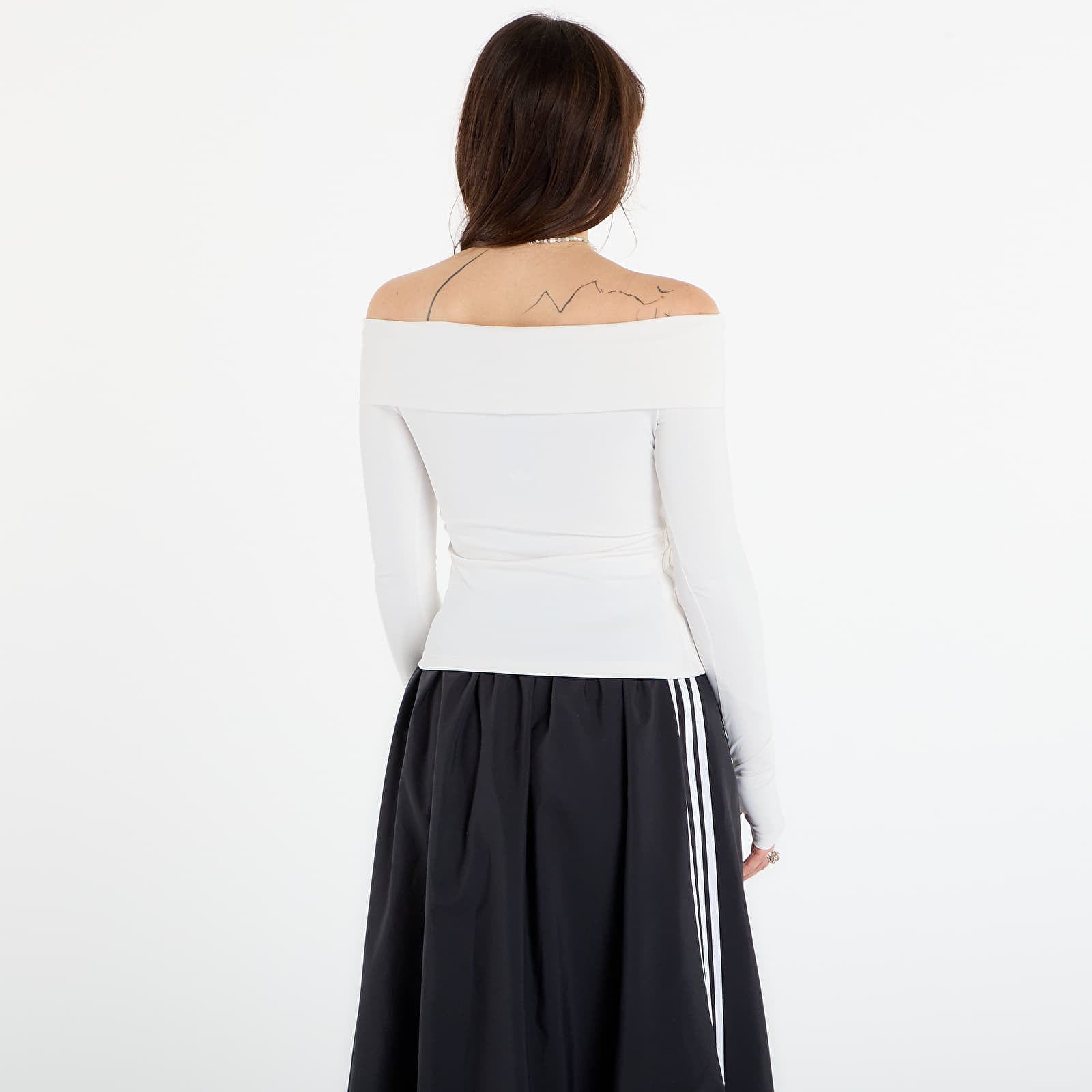 Topi adidas Off-shoulder Long-Sleeve Top Cloud White
