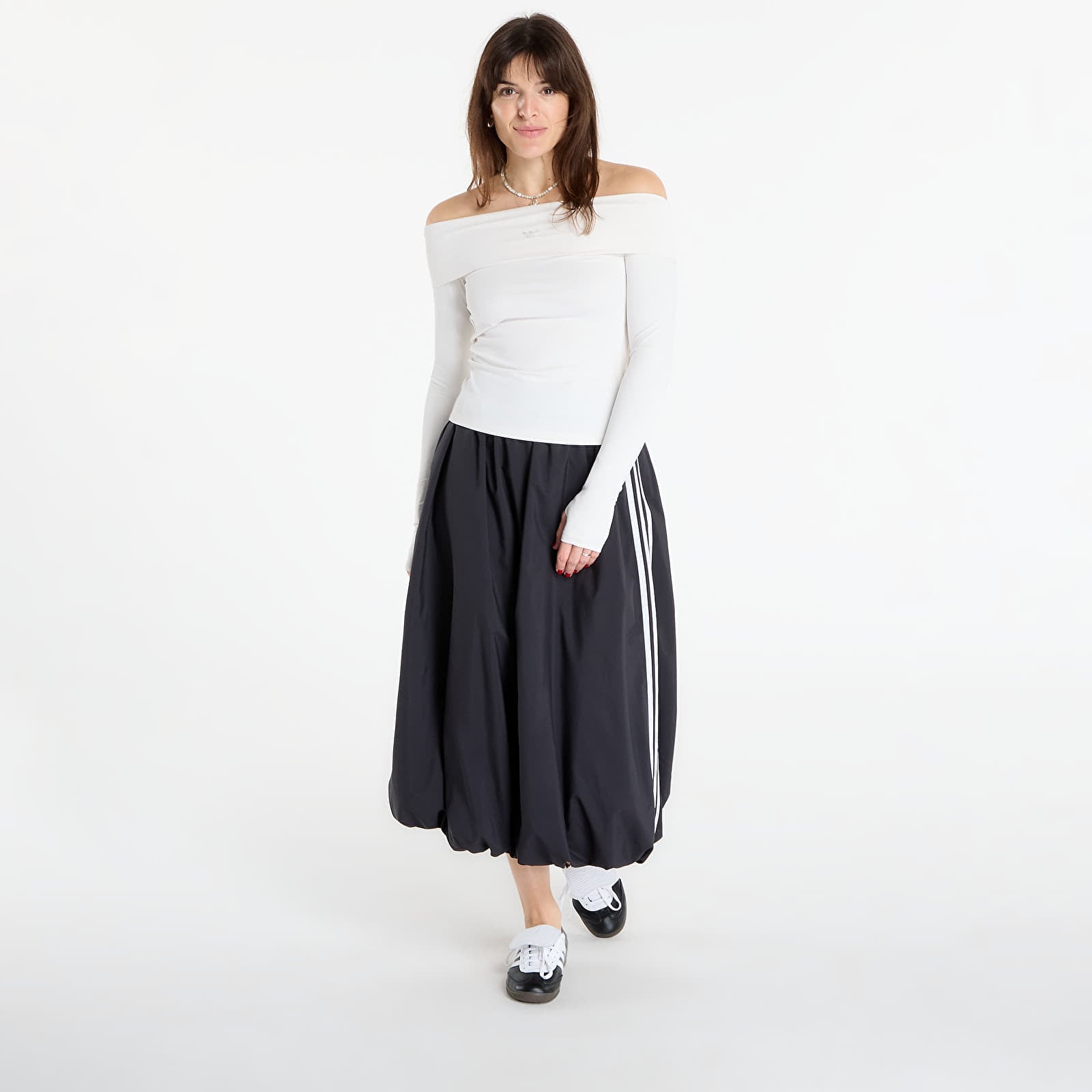 Topi adidas Off-shoulder Long-Sleeve Top Cloud White