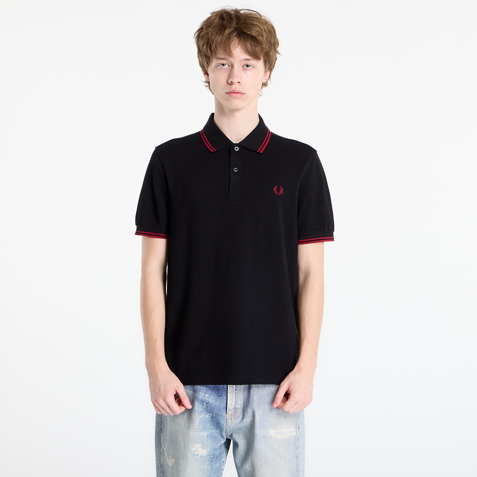 Tricou FRED PERRY Twin Tipped Fred Perry Shirt Black/ Burnt Red XL