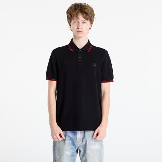 FRED PERRY Twin Tipped Fred Perry Shirt Black/ Burnt Red