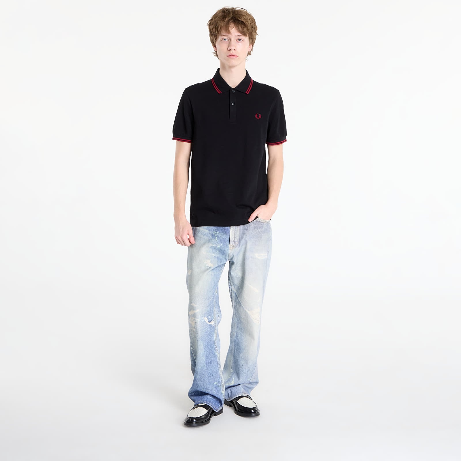 T-shirts FRED PERRY Twin Tipped Fred Perry Shirt Black/ Burnt Red