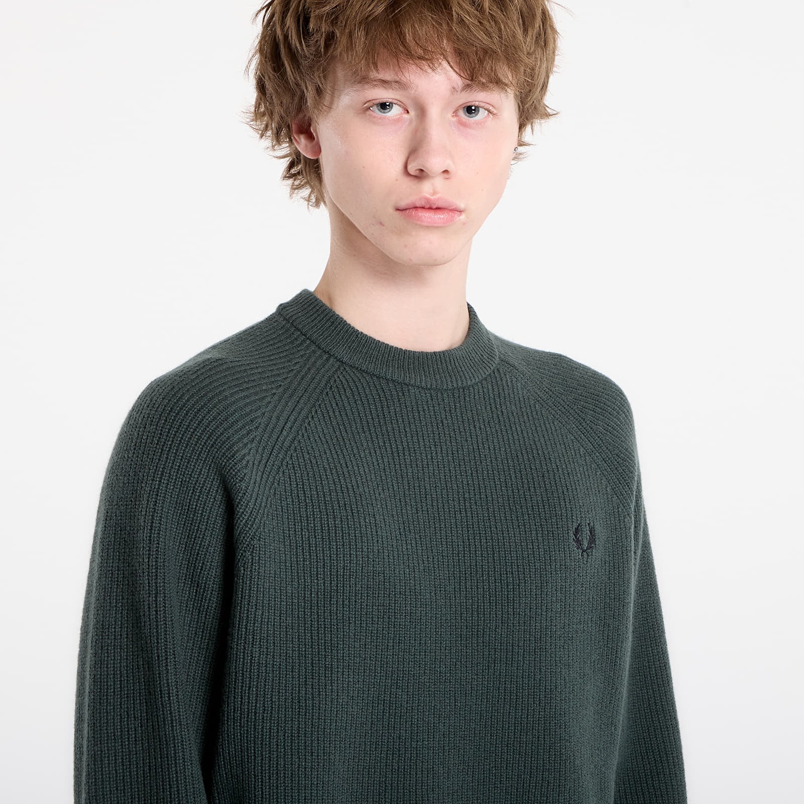 Puloveri FRED PERRY Lambswool Raglan Jumper Court Green