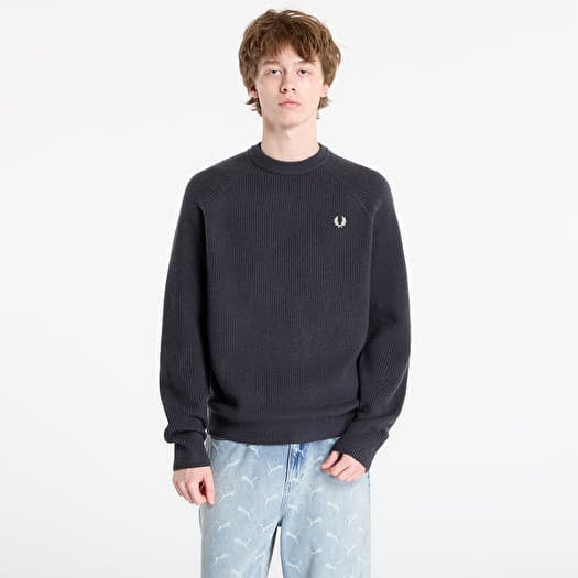 Pullover FRED PERRY Lambswool Raglan Jumper Anchor Grey