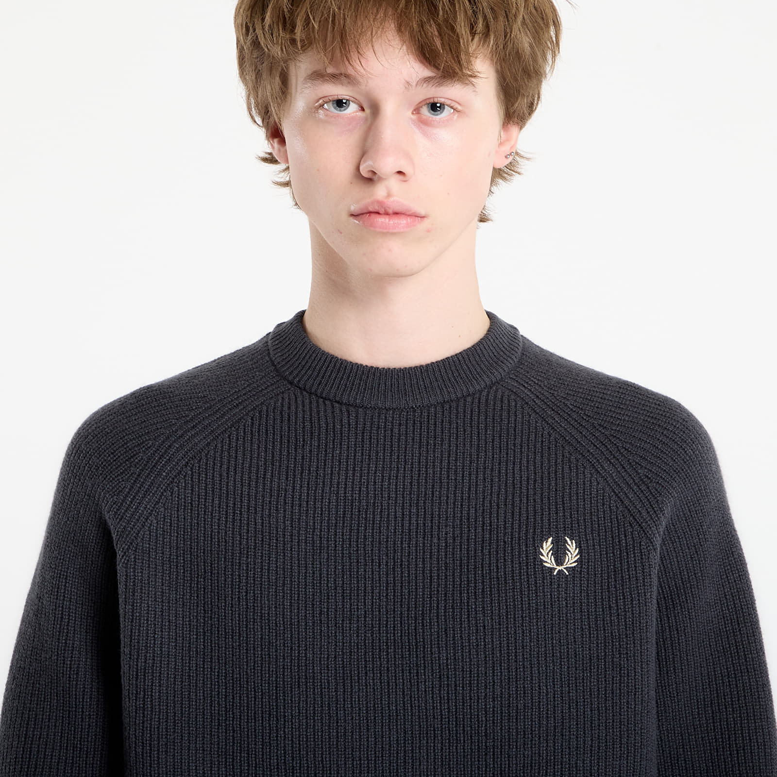 Pullover FRED PERRY Lambswool Raglan Jumper Anchor Grey