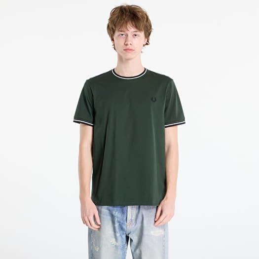 FRED PERRY Twin Tipped T-Shirt Court Green/ Snow White/ Navy