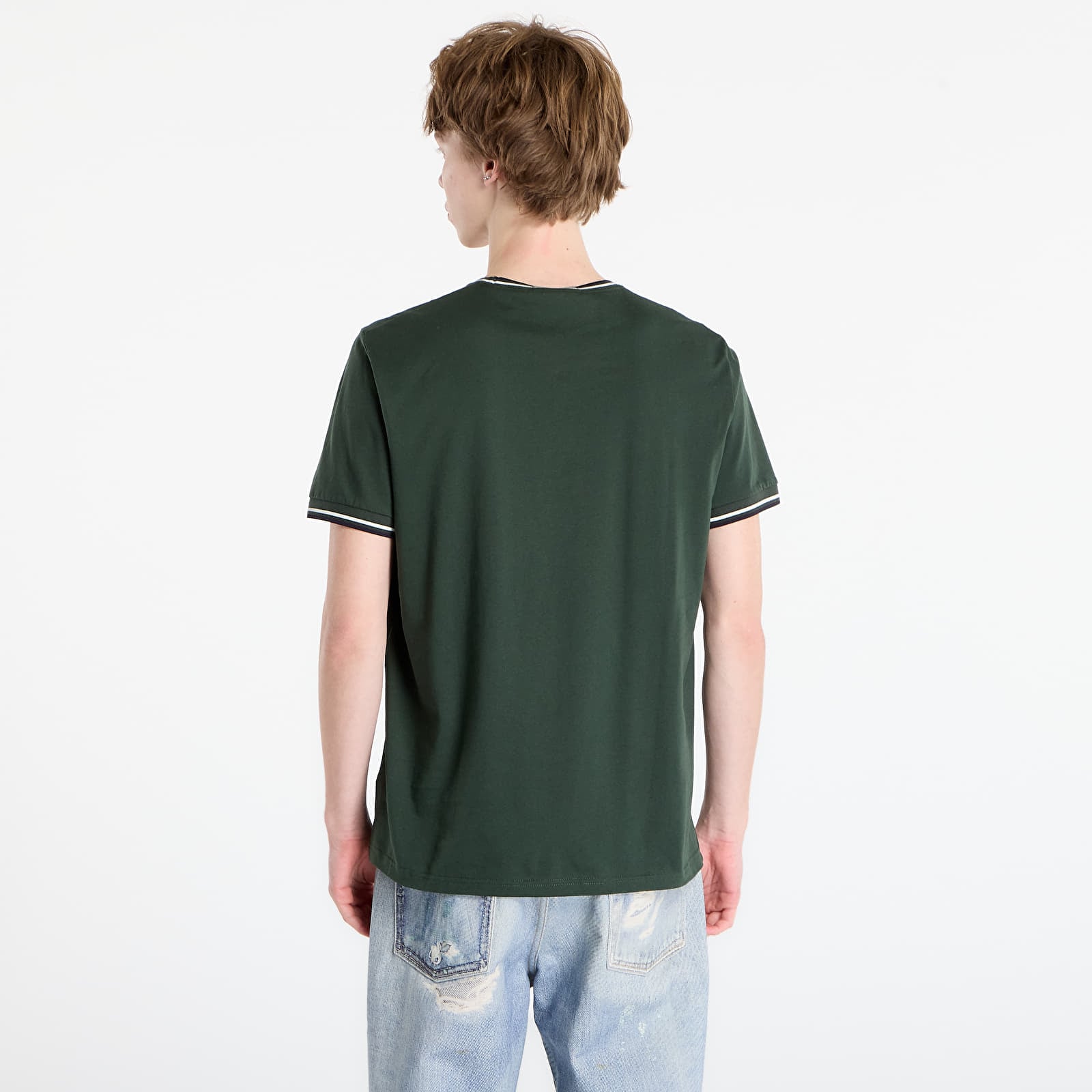 T-shirts FRED PERRY Twin Tipped T-Shirt Court Green/ Snow White/ Navy