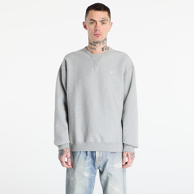 Nike Solo Swoosh Men's Fleece Crew Dk Grey Heather/ White