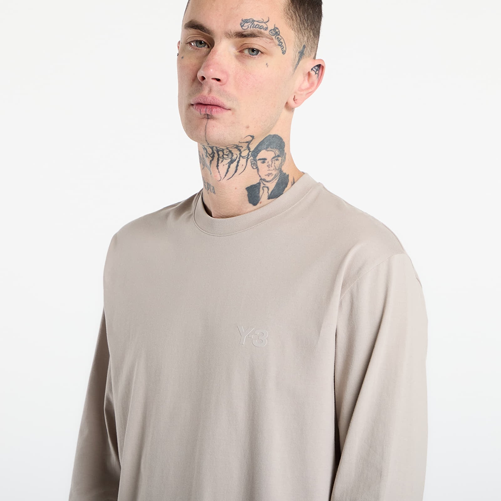 T-Shirts Y-3 DIPPED LONG SLEEVE Long-Sleeve Top Light Brown/ Black