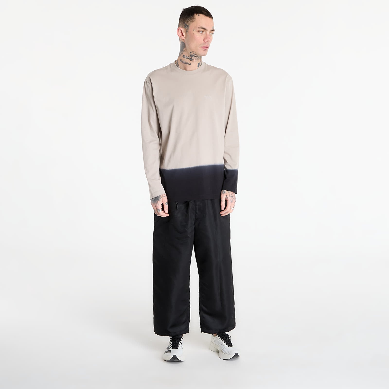 T-Shirts Y-3 DIPPED LONG SLEEVE Long-Sleeve Top Light Brown/ Black