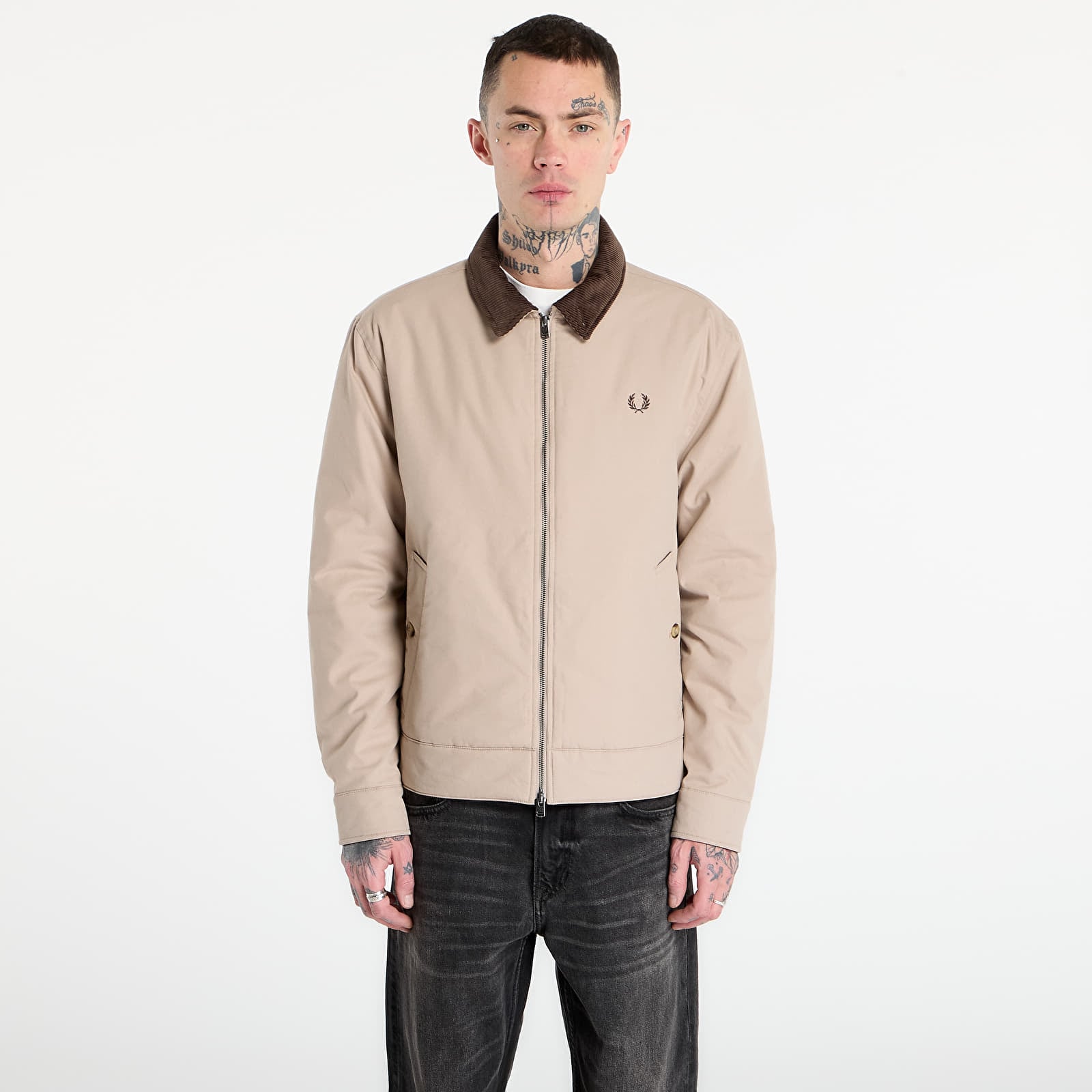 Jackets FRED PERRY Cotton Caban Jacket Warm Oat