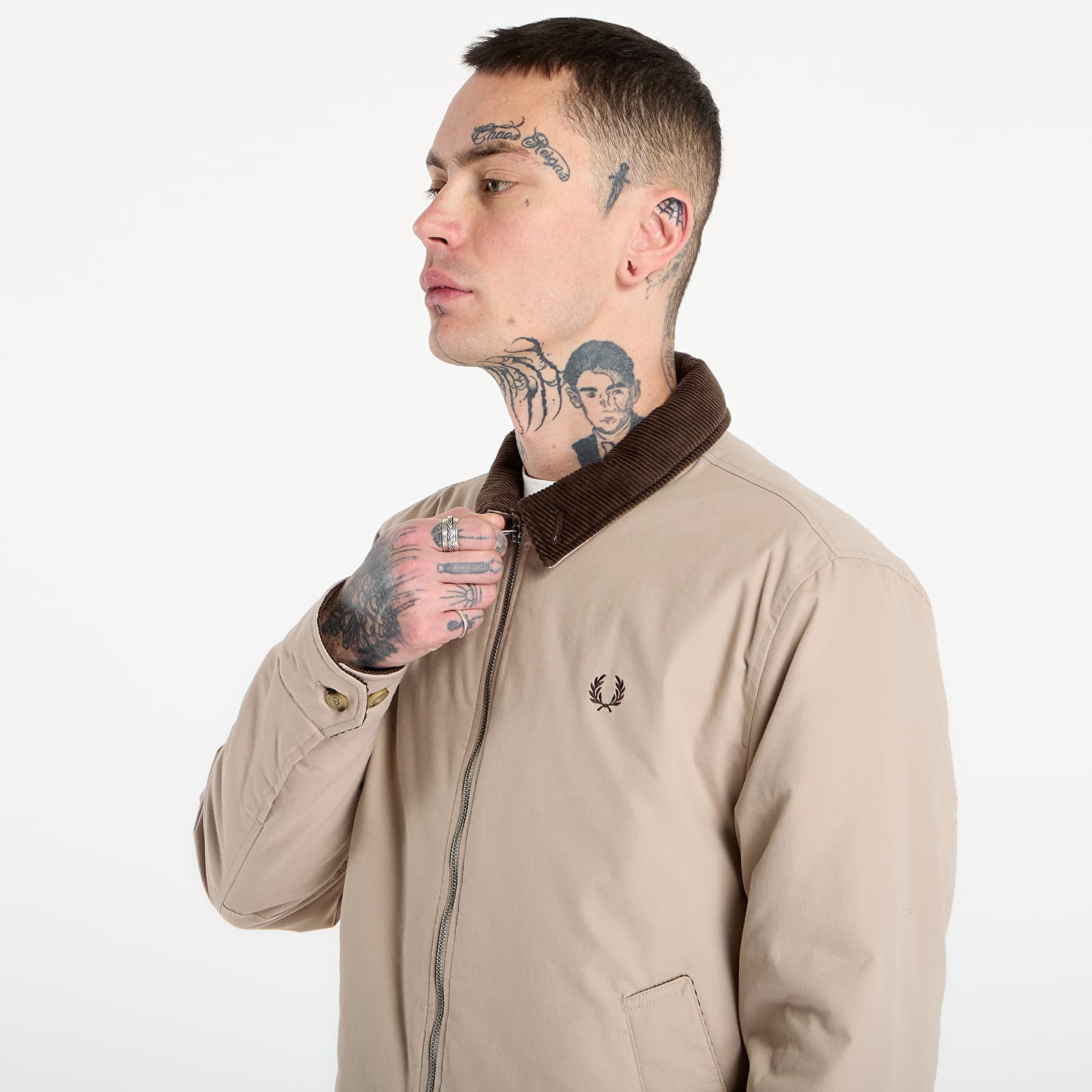 Jackets FRED PERRY Cotton Caban Jacket Warm Oat