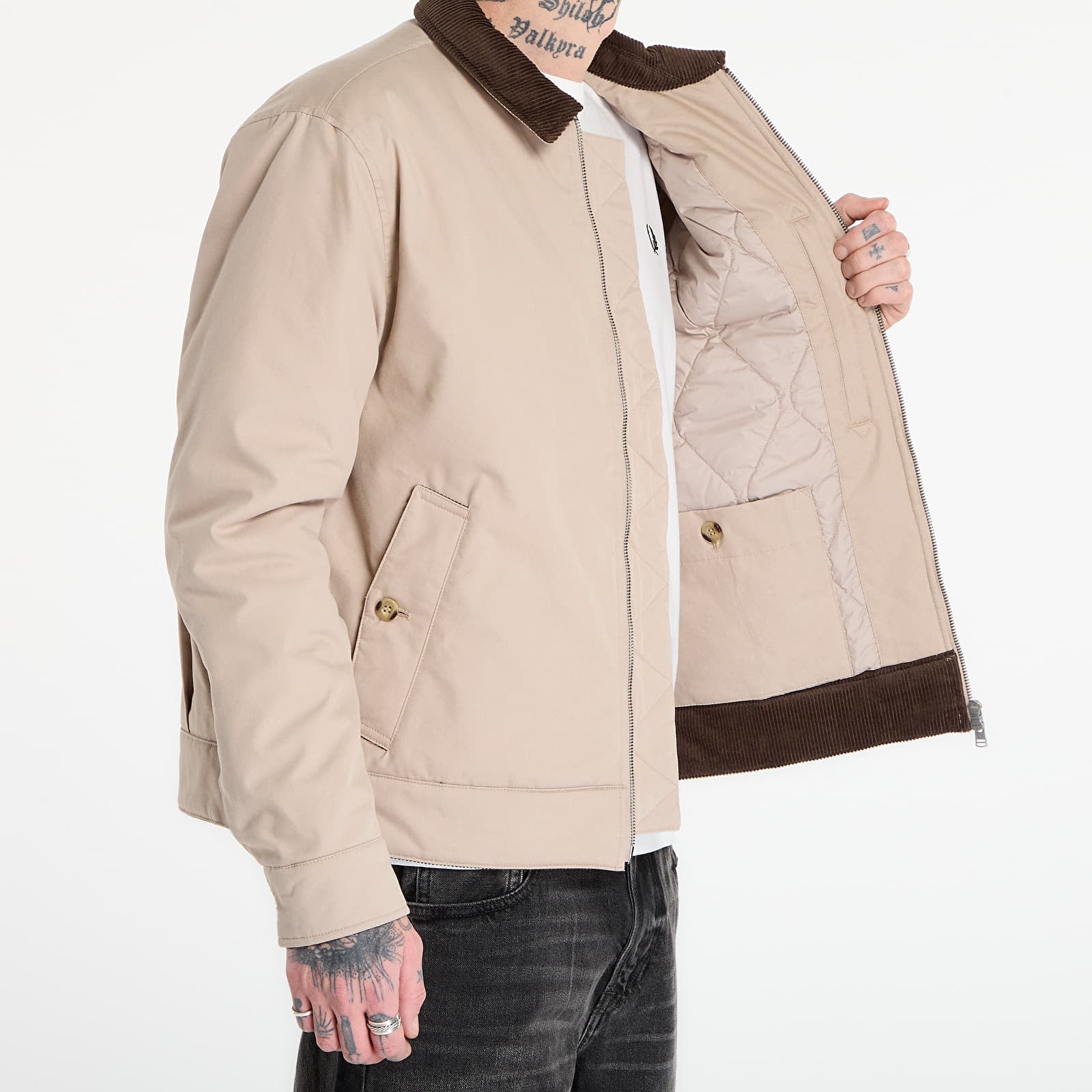 Jackets FRED PERRY Cotton Caban Jacket Warm Oat