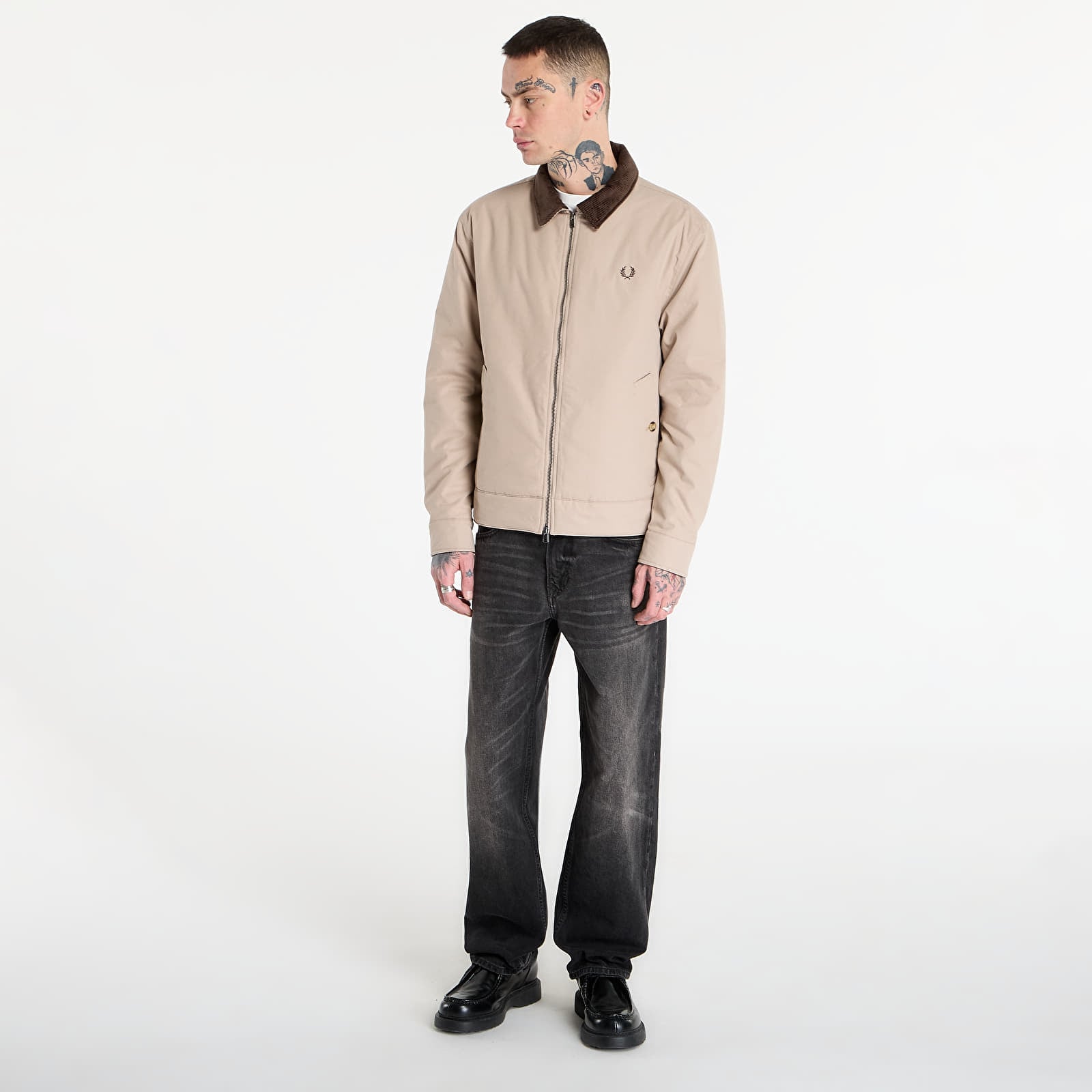 Jackets FRED PERRY Cotton Caban Jacket Warm Oat