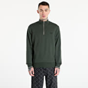 FRED PERRY Half Zip Sweatshirt Court Green/ Snow White/ Navy