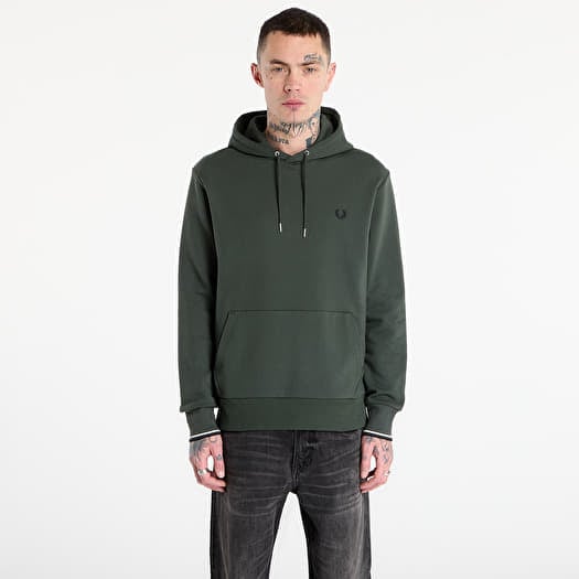 Hoodica FRED PERRY Tipped Hooded Sweatshirt Court Green/ Snow White/ Navy