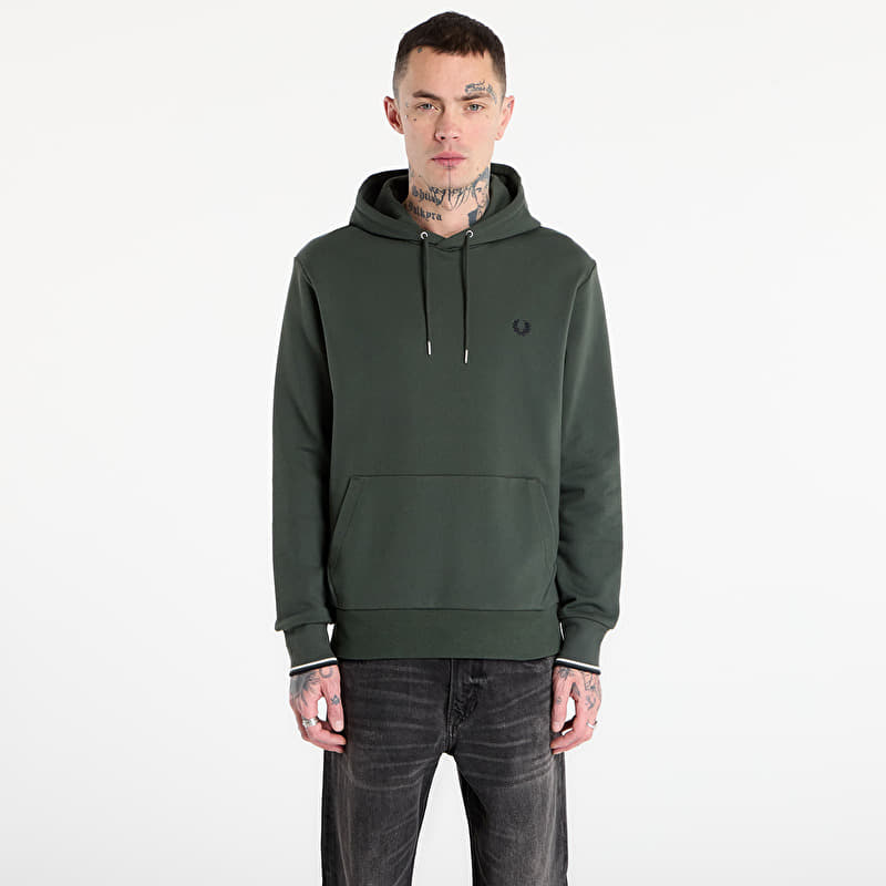 Mikina FRED PERRY Tipped Hooded Sweatshirt Court Green/ Snow White/ Navy