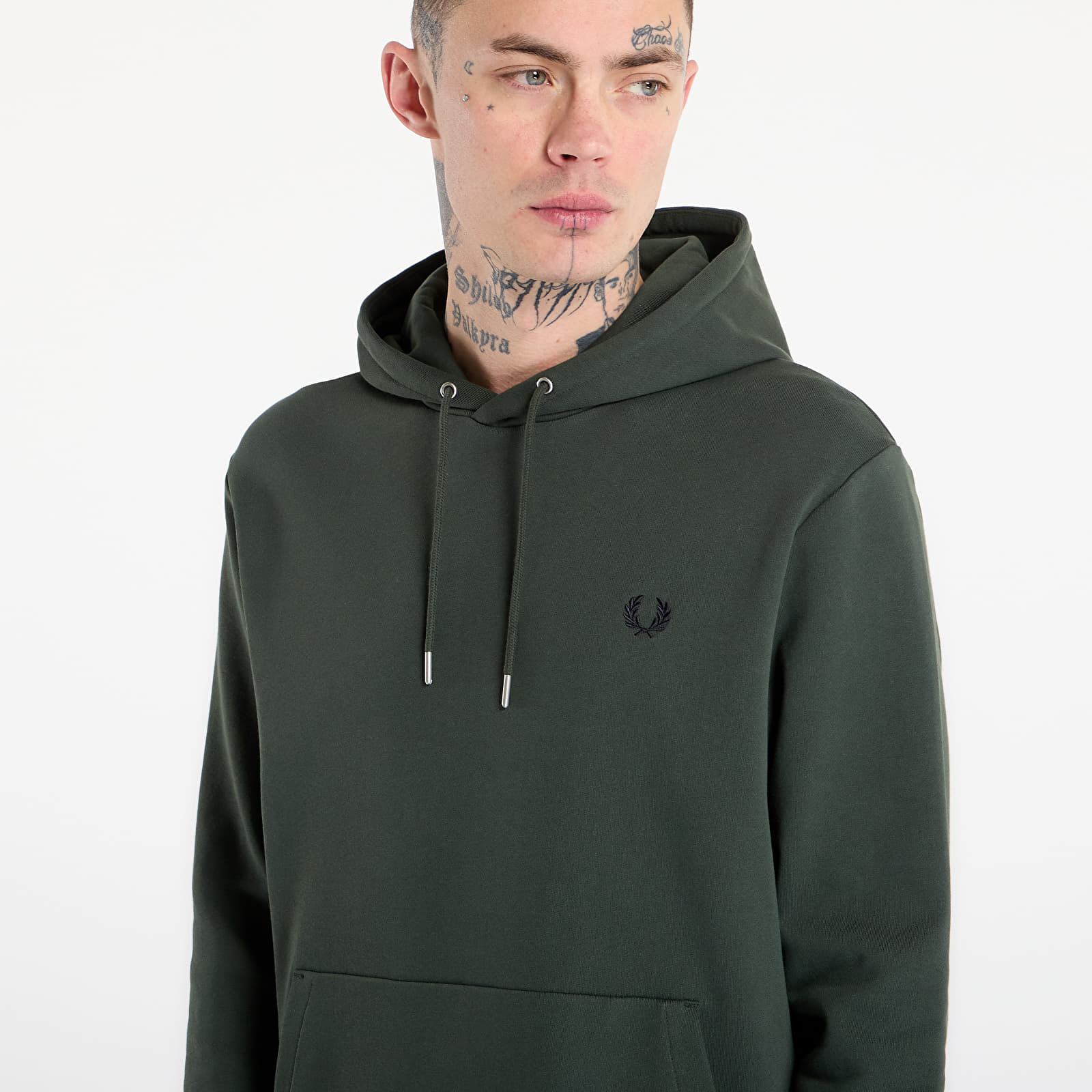 Dukserice FRED PERRY Tipped Hooded Sweatshirt Court Green/ Snow White/ Navy