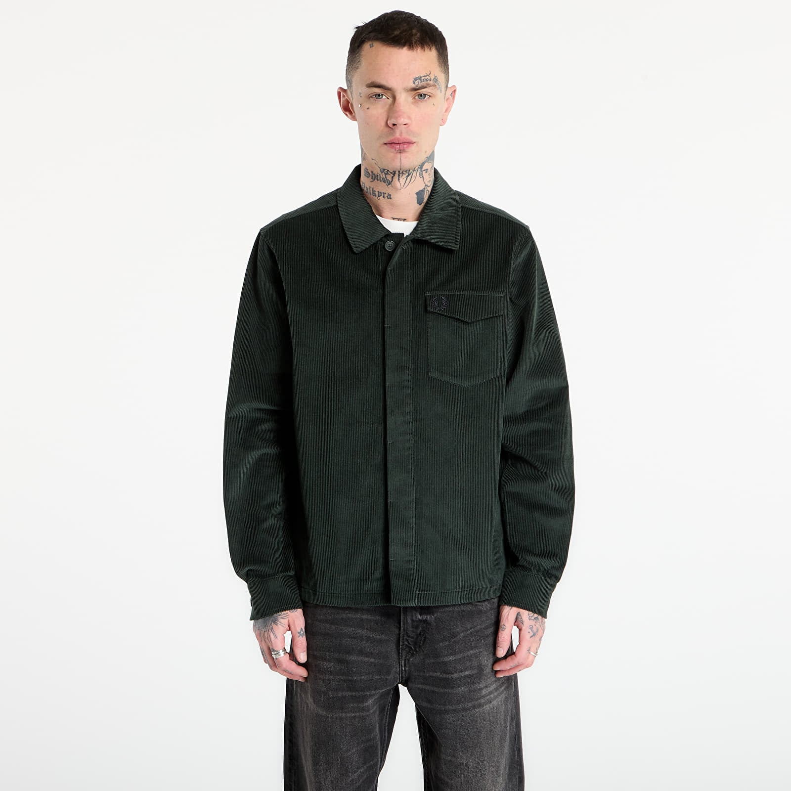 Chemises FRED PERRY Corduroy Overshirt Court Green