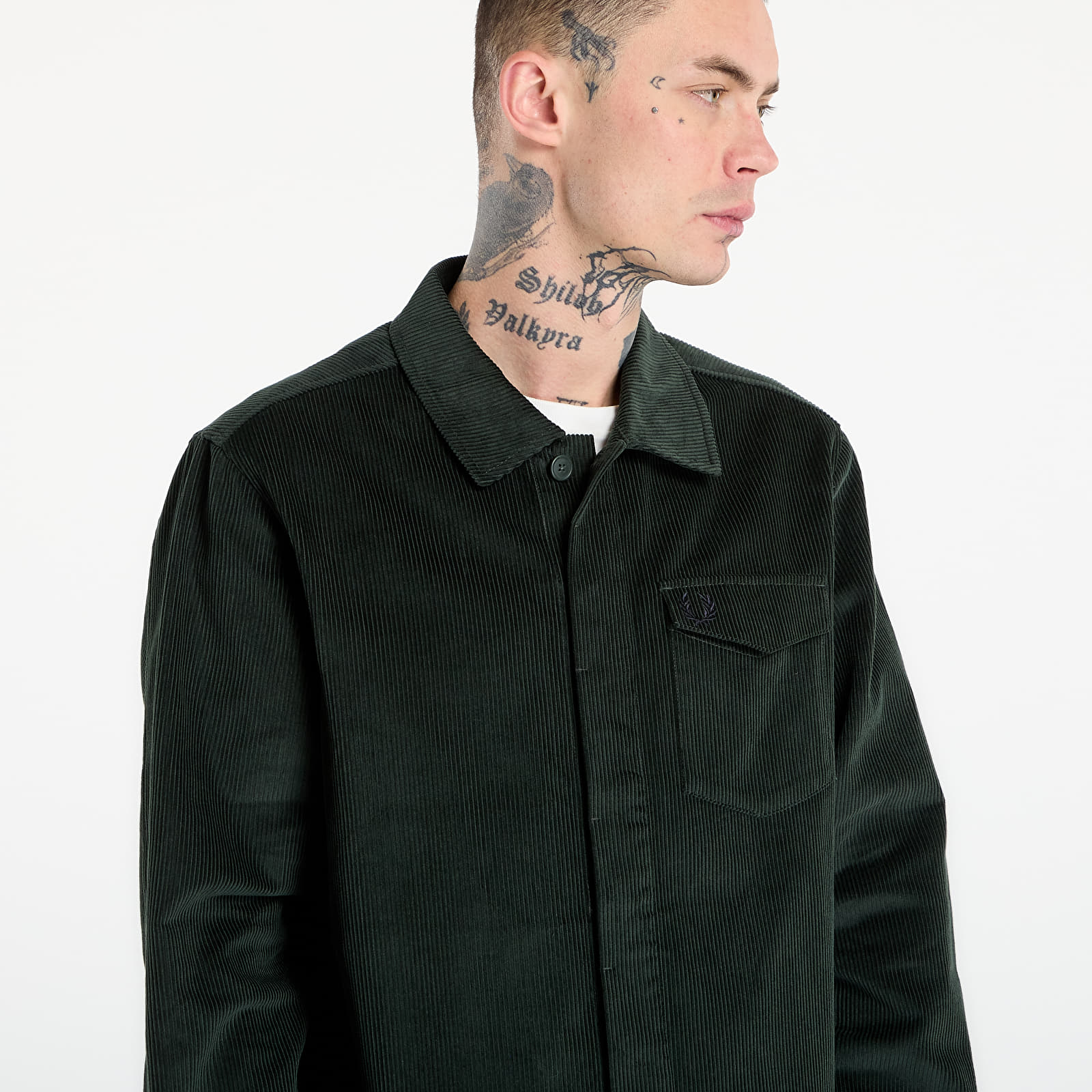Chemises FRED PERRY Corduroy Overshirt Court Green