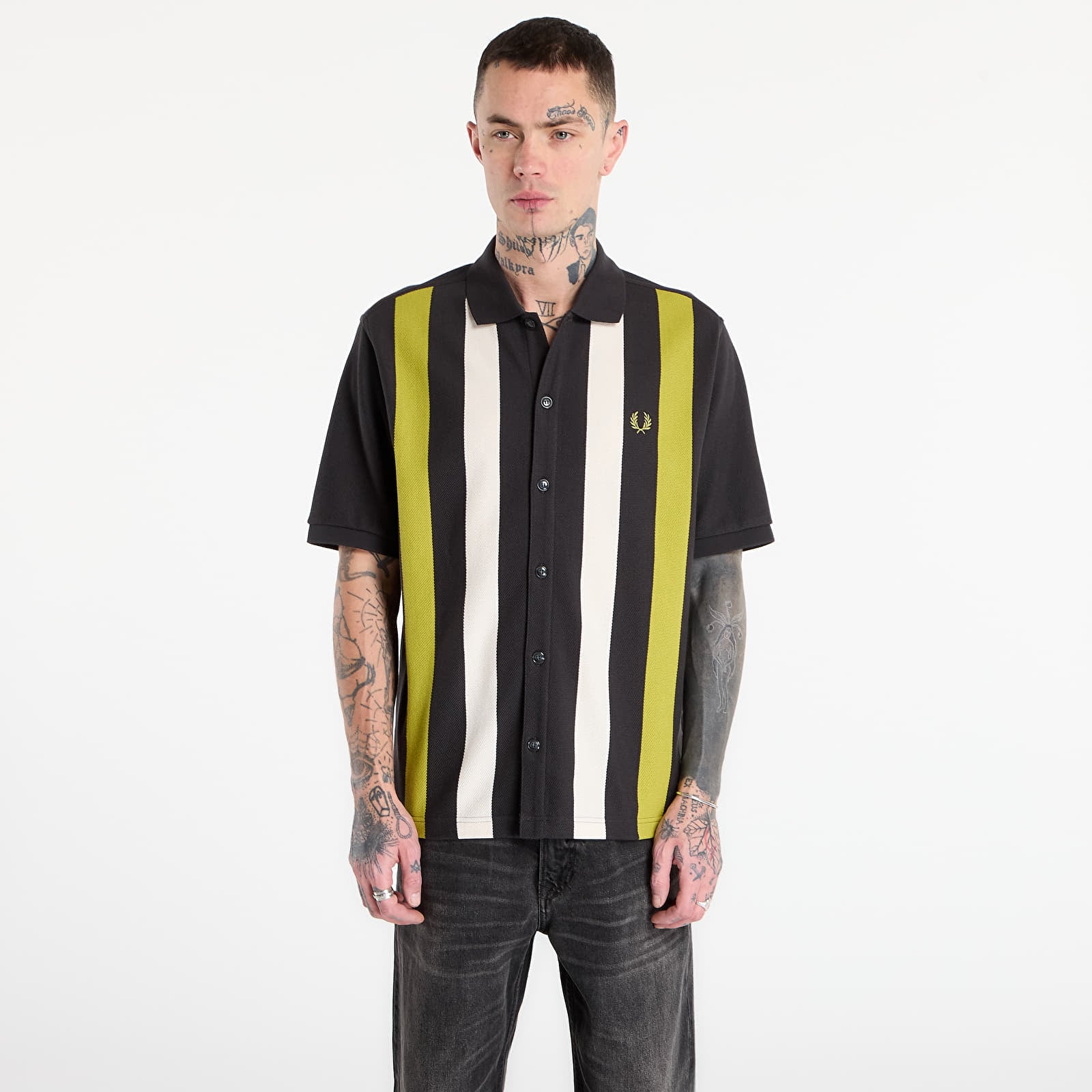 T-Shirts FRED PERRY Vertical Stripe Polo Shirt Anchor Grey
