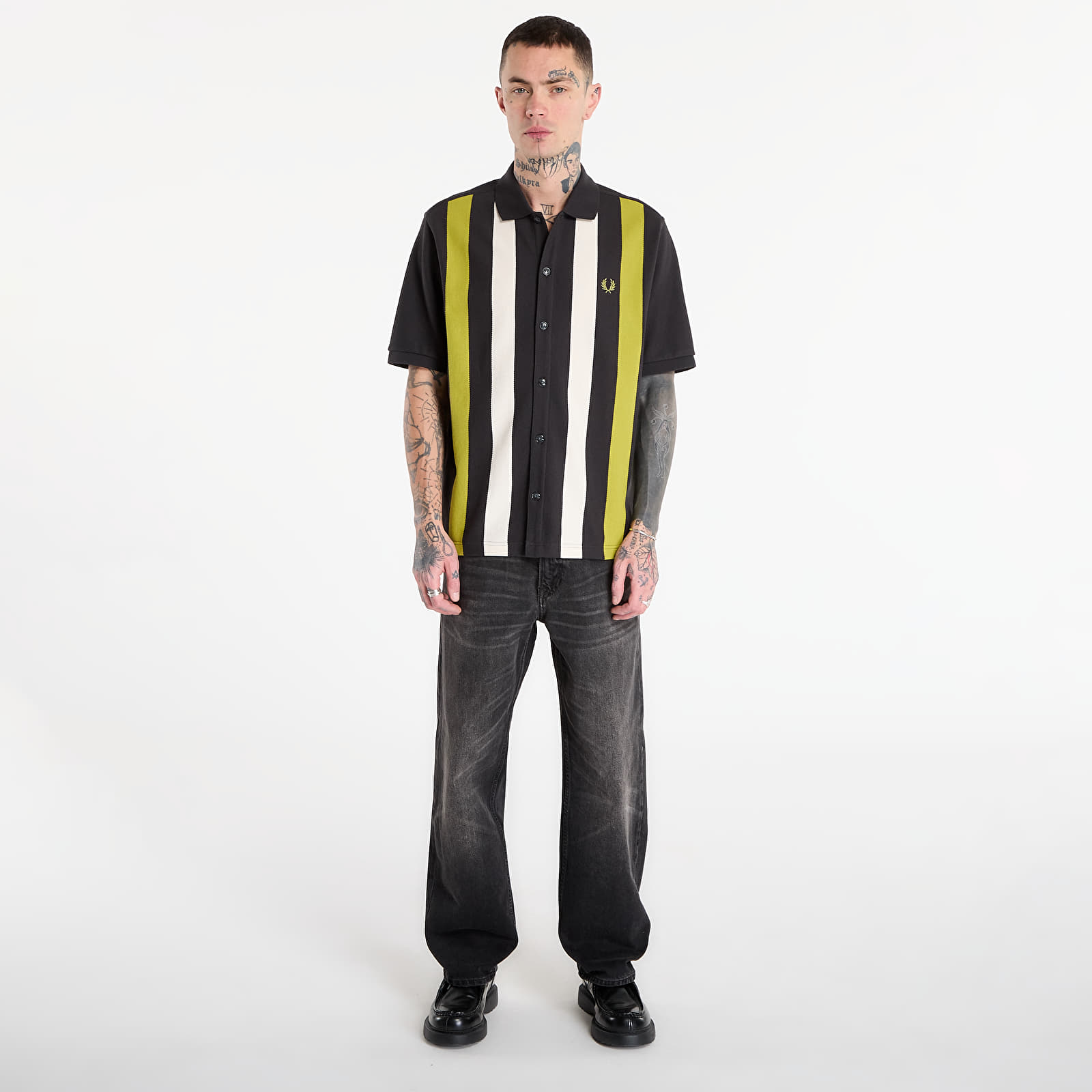 T-Shirts FRED PERRY Vertical Stripe Polo Shirt Anchor Grey