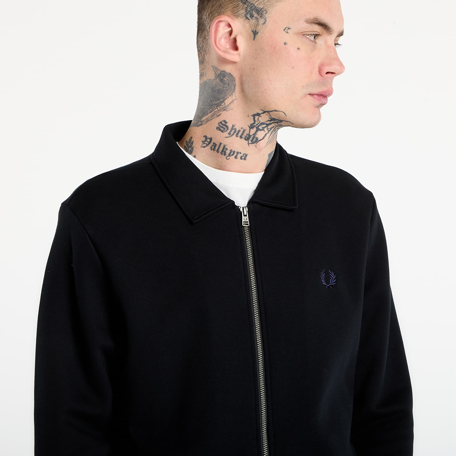Dukserice FRED PERRY Zip Through Collared Sweatshirt Black