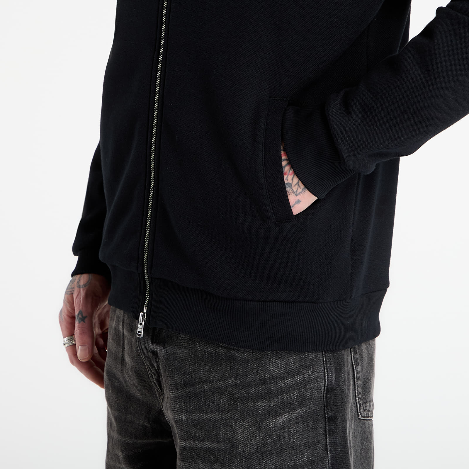 Dukserice FRED PERRY Zip Through Collared Sweatshirt Black