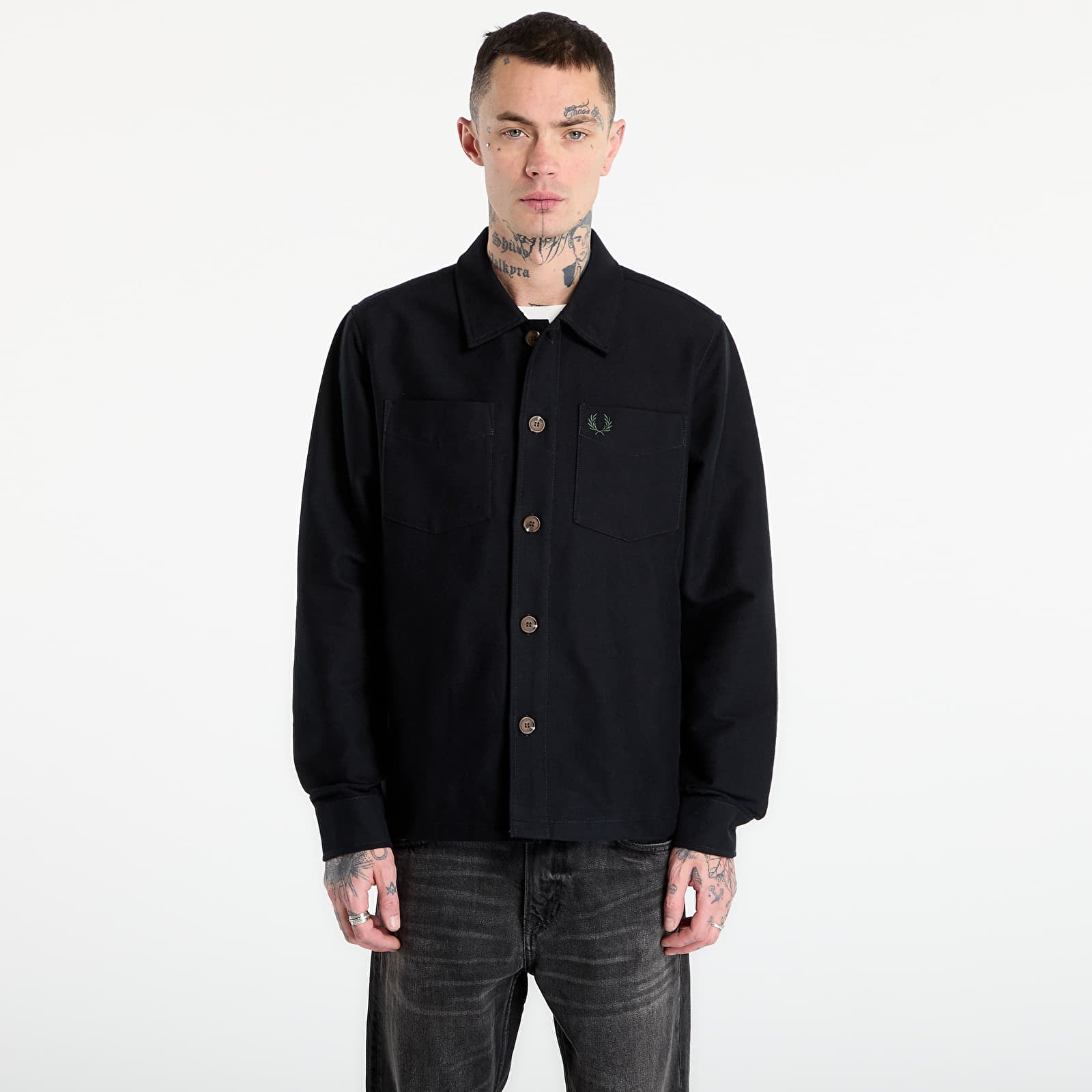 Chemises FRED PERRY Brushed Twill Overshirt Black
