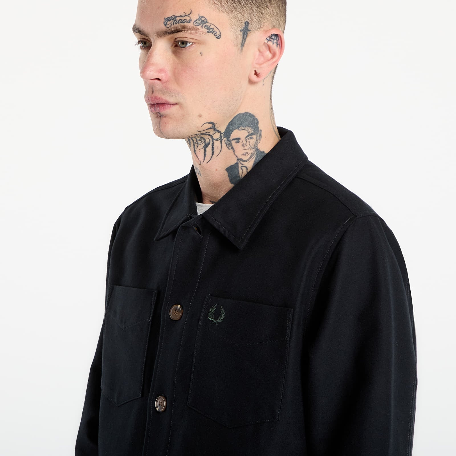 Chemises FRED PERRY Brushed Twill Overshirt Black