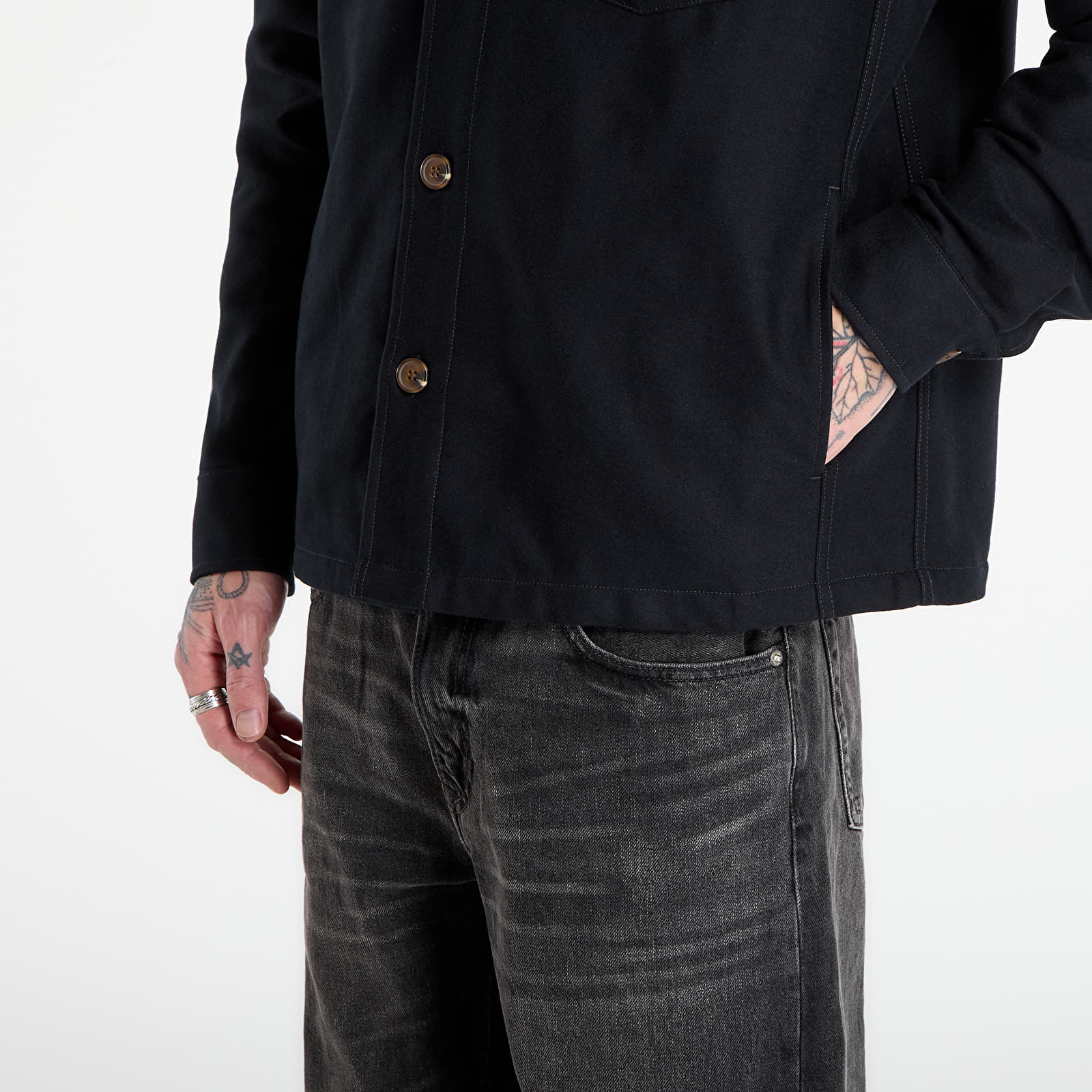 Chemises FRED PERRY Brushed Twill Overshirt Black