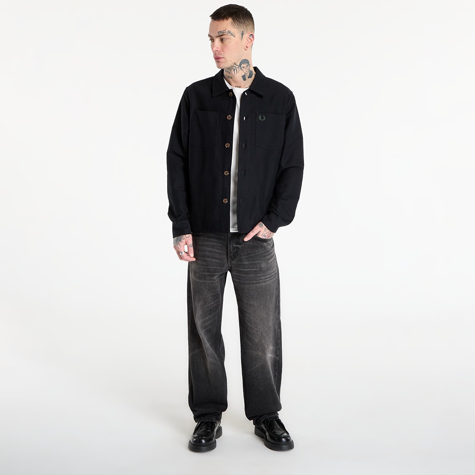 Chemises FRED PERRY Brushed Twill Overshirt Black
