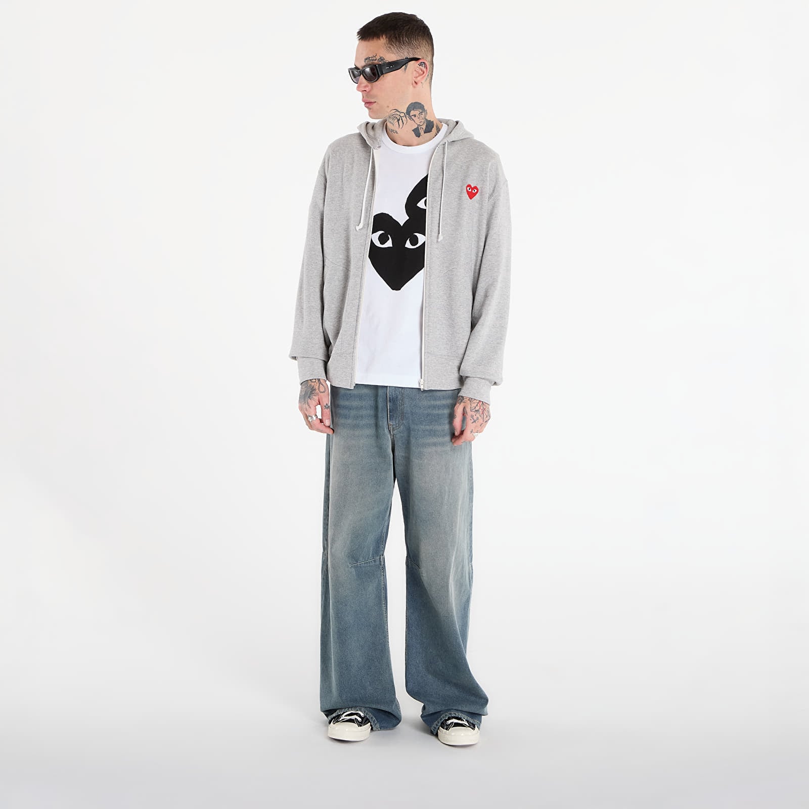 Φούτερ Comme des Garçons PLAY Sweatshirt Red Emblem Knit UNISEX Gray