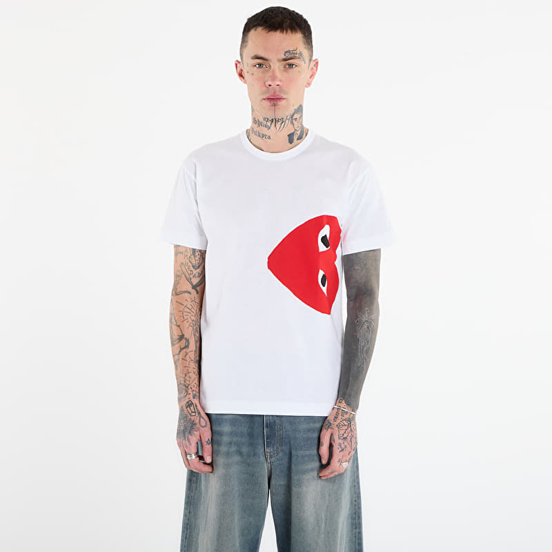 Comme des Garçons Play Tシャツ M Comme des Garçons PLAY T-Shirt Logo Print Knit UNISEX White | Footshop