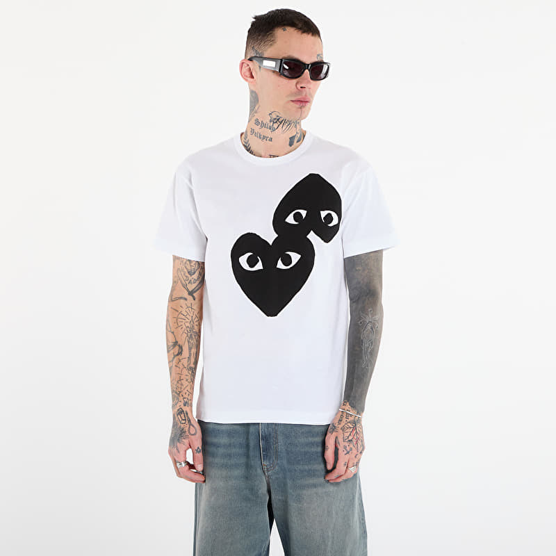 T-Shirt Comme des Garçons PLAY T-Shirt Logo Print Knit UNISEX White