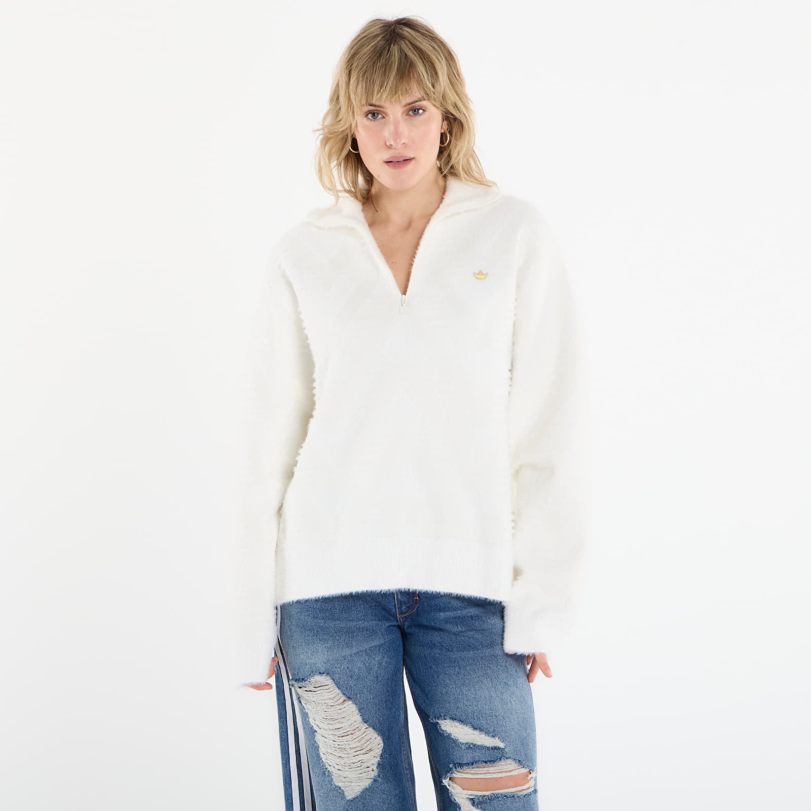 Pleteni puloverji  adidas Knit Hz Off White