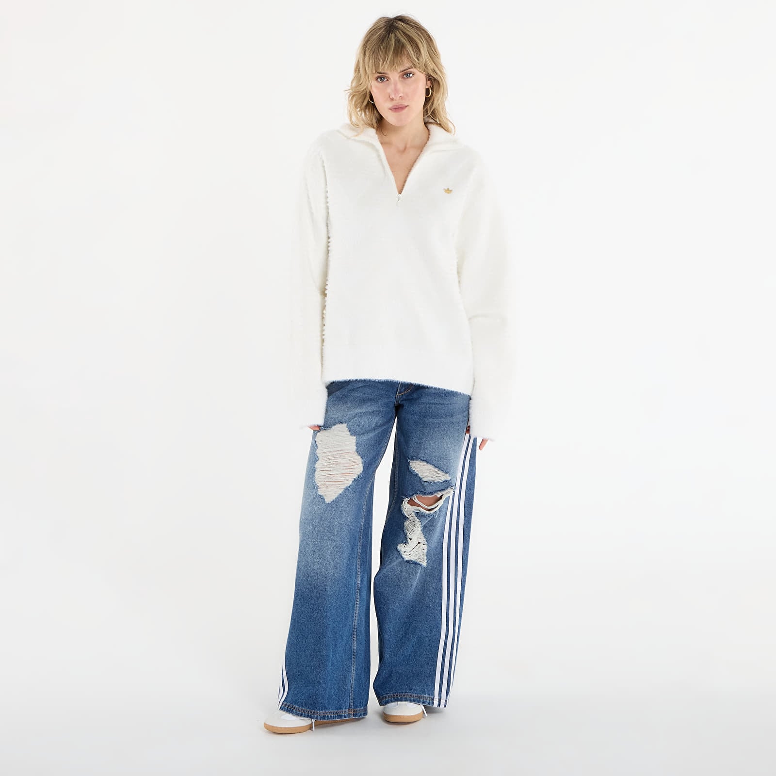 Pleteni puloverji  adidas Knit Hz Off White