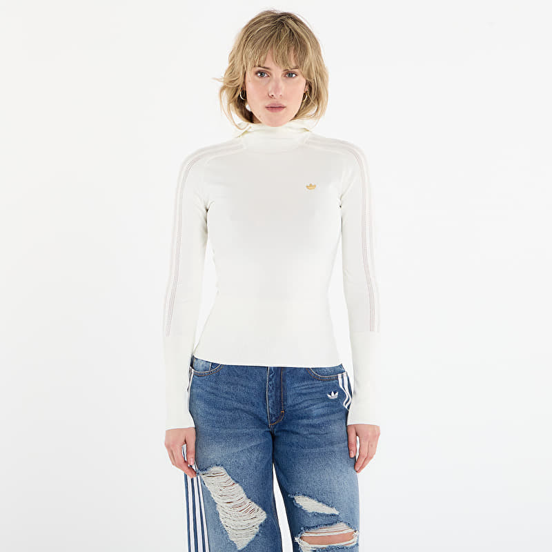Tričko adidas Knitted Hooded Long Sleeve Off White