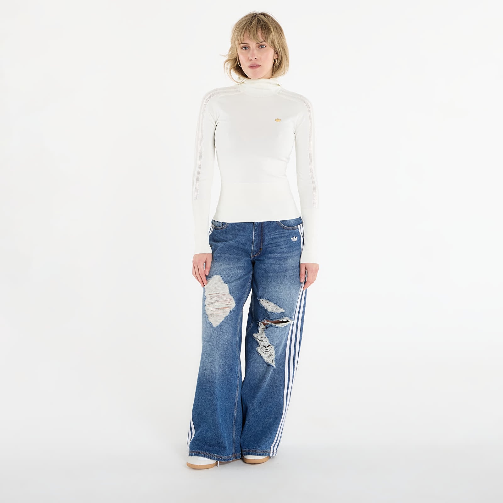 Puloverji   adidas Knit Hooded Ls Off White