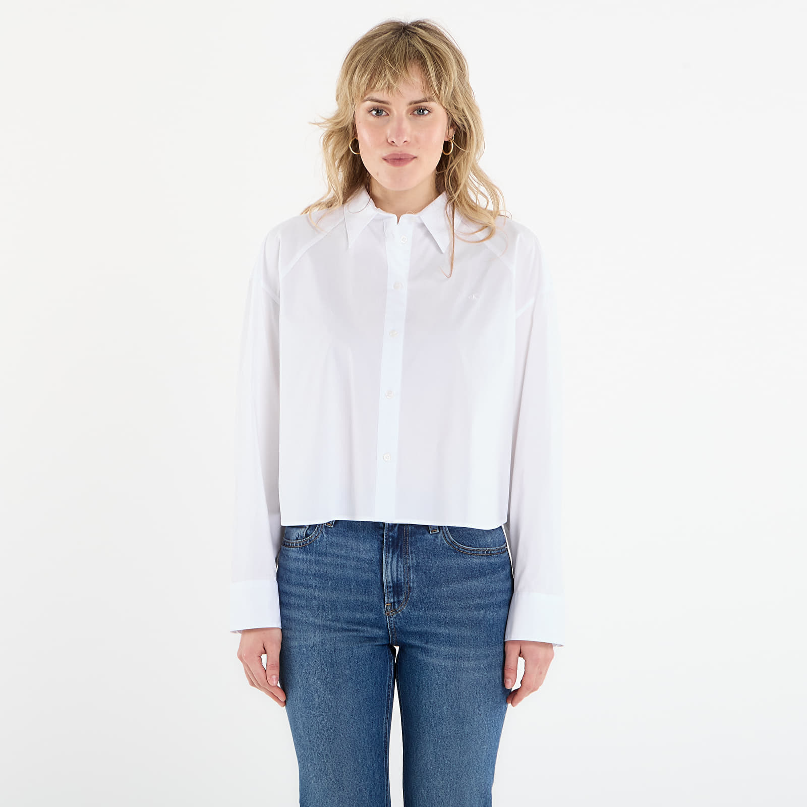 Риза Calvin Klein Jeans Solid Boxy Cropped Shirt White M