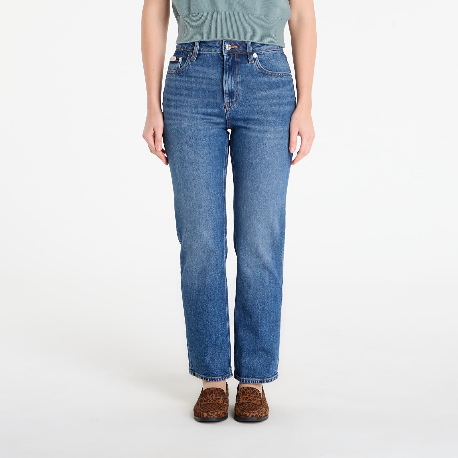 Jeans Calvin Klein Jeans High Rise Straight Short Jeans Blue