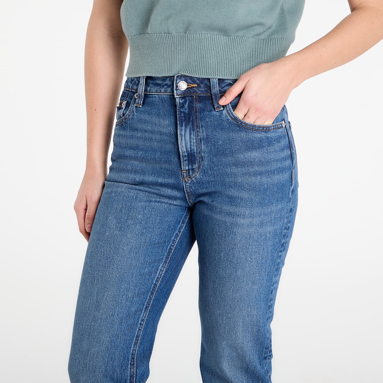 Jeans Calvin Klein Jeans High Rise Straight Short Jeans Blue