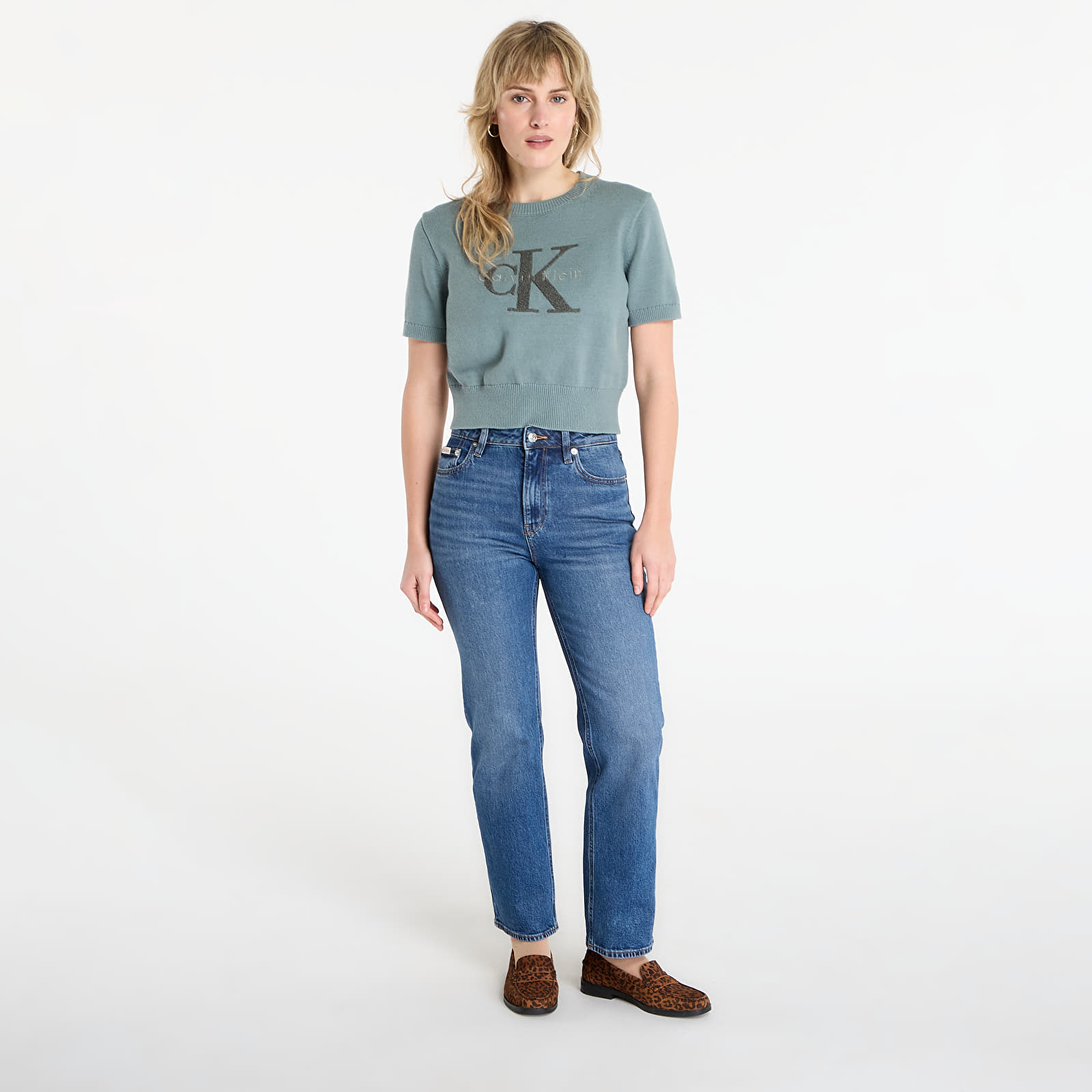 Jeans Calvin Klein Jeans High Rise Straight Short Jeans Blue