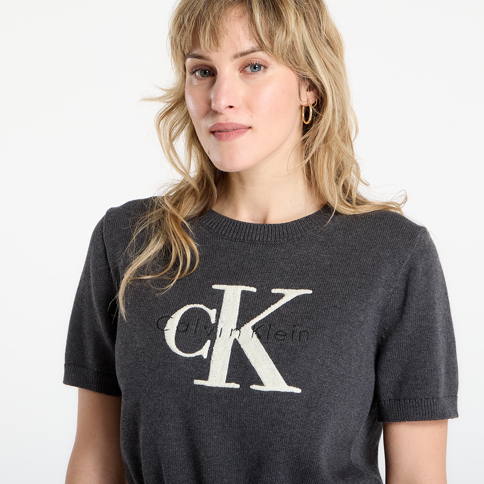 Sweaters Calvin Klein Jeans Chunky Cotton Graphic Sweater Grey