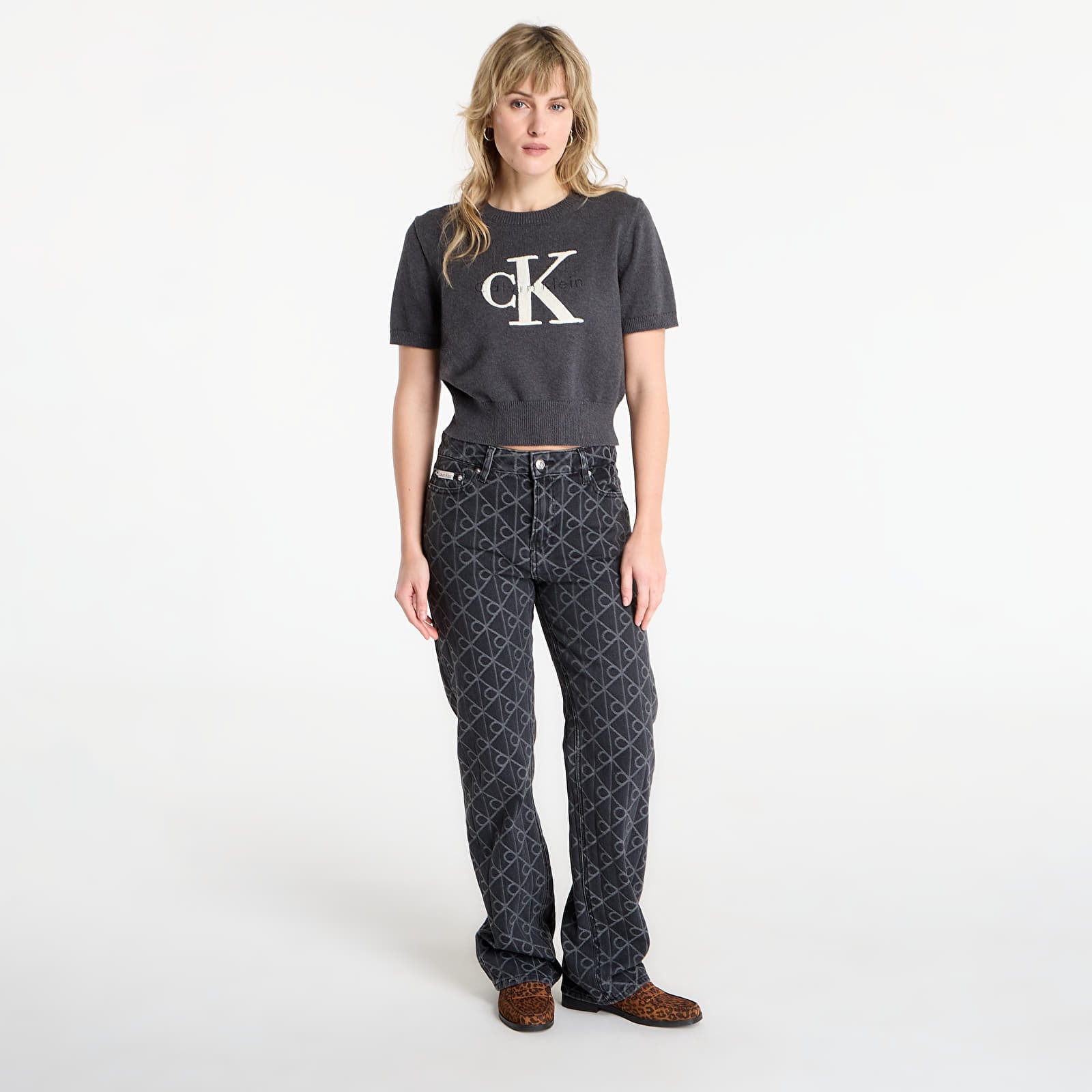 Sweaters Calvin Klein Jeans Chunky Cotton Graphic Sweater Grey