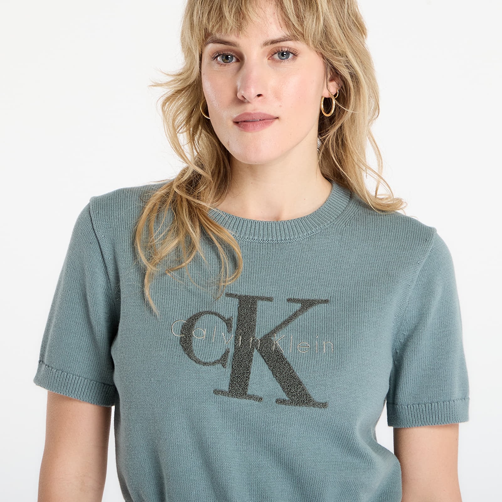 Megztiniai Calvin Klein Jeans Chunky Cotton Graphic Sweater Grey